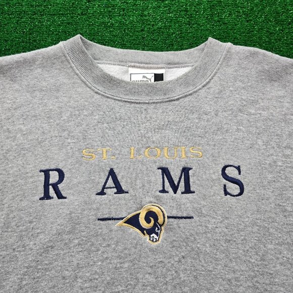 St Louis Rams Sweatshirt Mens 2XL Gray Fleece Vintage NFL Football Embroidered - Picture 2 of 6